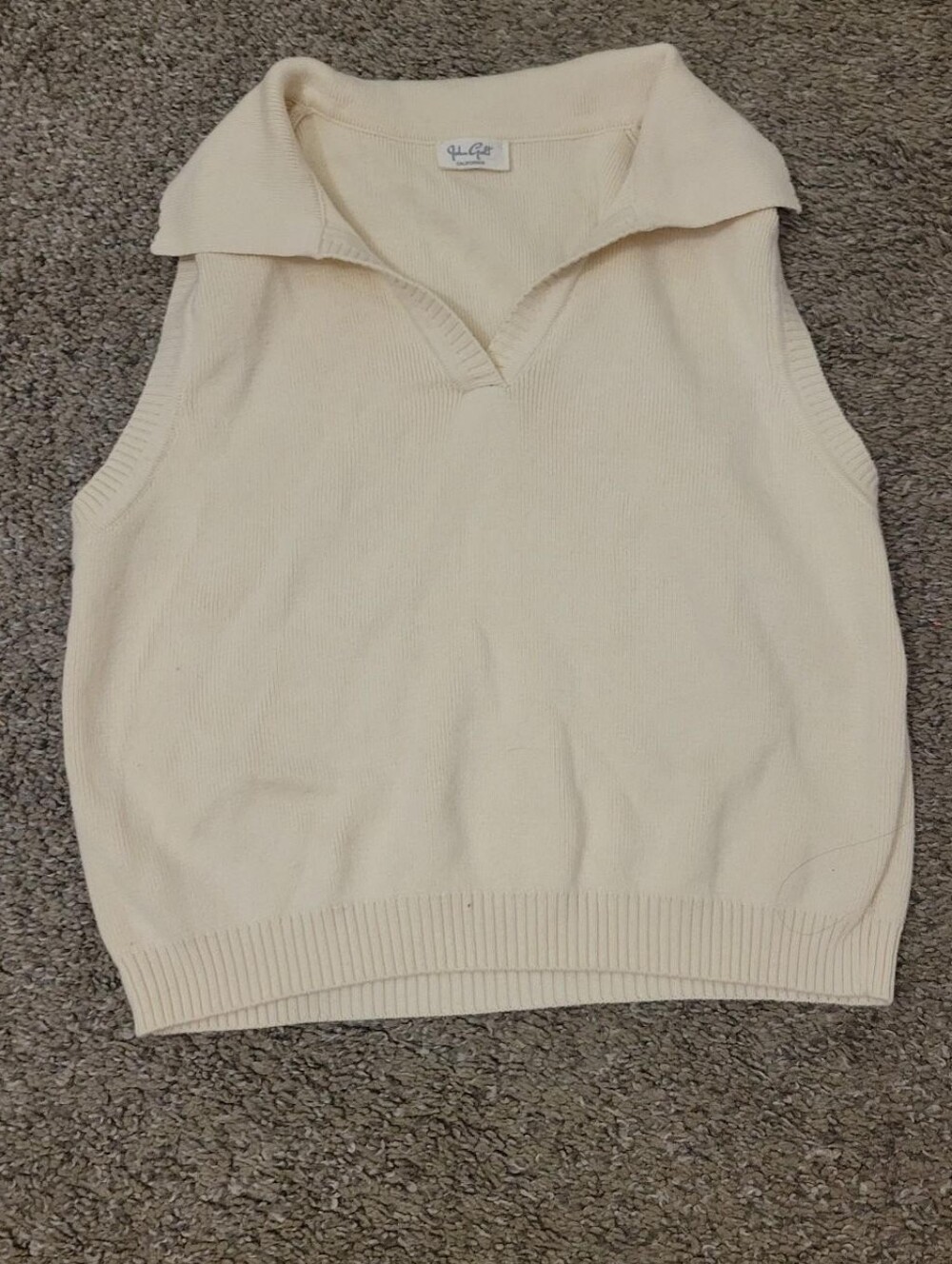 John Galt Cream Knit Sleeveless Sweater